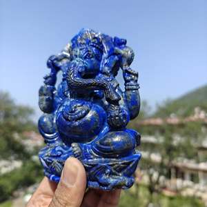 Statue de Ganesha en lapis-lazuli bleu afghan sculptée à la main, figurine en pierre précieuse sculptée pour la décoration de la maison, cadeau - Product Image 2