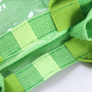 Sac fourre-tout en jute vert avec logo personnalisé, sac de shopping en fibre naturelle écologique pour la promotion d'entreprise - Product Image 5