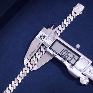 Bracelet gourmette cubaine 10 mm en argent sterling 925 avec croix sertie de diamants, style hip-hop de luxe, bijoux personnalisés pour homme - Product Image 6