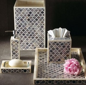 Decorative MOP Inlay Bathroom Accessories <b>Set</b> MOP Tissue Holder <b>Soap</b> Tray Handmade Bathroom Essential Wholesale Manufacturer - Product Image 6