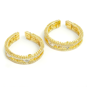 Elegant Gold Plated Crystal Stone <b>Bangle</b> <b>Set</b> Women's Bridal Festive Traditional Jewelry 10575601WH_2.6 Crystal Bracelets <b>Bangles</b> - Product Image 2