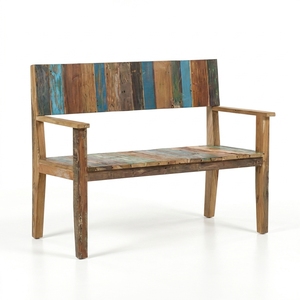 Banc de patio en bois massif peint et récupéré KAG, 2 places - Product Image 2