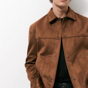 Nueva Chaqueta de Gamuza para Hombre, Chaqueta Bomber de Cuero para Hombre, Mangas de Cuero, Impresión Personalizada Completa, Precio al por Mayor - Product Image 6