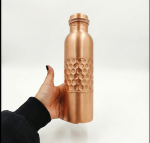 Bouteille d'eau en cuivre pur avec motif artistique paysager d'oiseaux, design traditionnel encadré, artisanale, style rustique - Product Image 5