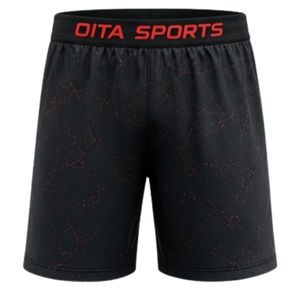 Black Red Speckled Print Sports <b>Shorts</b> with <b>Elastic</b> <b>Waistband</b> Lightweight Breathable Athletic Gym Fitness Training Performance - Product Image 1