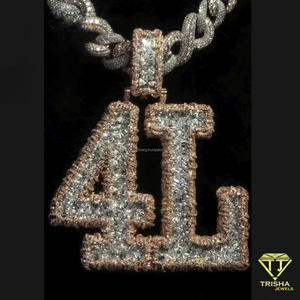 Collar con colgante de inicial personalizado con incrustaciones de moissanita para hombre, joyería de lujo estilo hip hop - Product Image 2