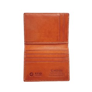 Top Product Castello Italian Vacchetta Leather RFID Minimalist Men's Card Case <b>Holder</b> Checker Embossed OEM ODM Open Closure-Hot - Product Image 2