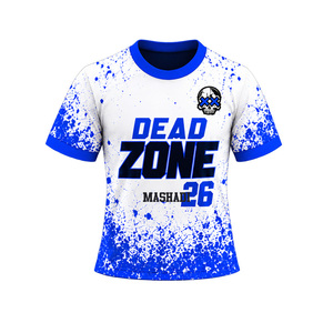 Conjunto de Jersey y Pantalones Cortos Sublimados Blancos y Azules para Hombre, Marca Dead Zone Rugby Kit, Transpirable, 100% Poliéster, Cuello Redondo, Manga Corta, Corte Regular - Product Image 3