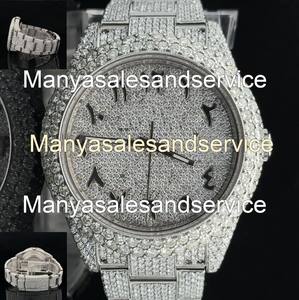 Stainless Steel Moissanite Case Silver Crystal Glass Dial Case 10 Bar Water Resistance Bracelet Clasp <b>Mechanical</b> <b>Watch</b> - Product Image 2