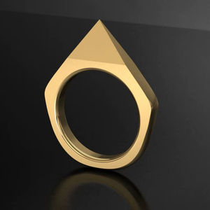 Anillo de Cóctel Unisex de Latón con un Solo Puntal Estilo Punk, Chapado en Oro de 18K - Product Image 1