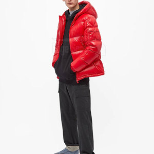 MKB ENTERPRISES Men's <b>Red</b> <b>Hooded</b> Puffer <b>Jacket</b> Waterproof Polyester Filled Winter Coat Casual Zipper Closure Regular Fit Fur - Product Image 4