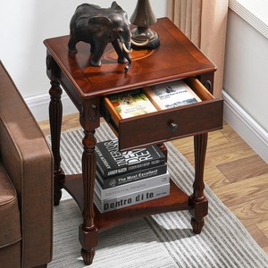 Mesa Auxiliar Jali de Madera de Sheesham Tallada a Mano con Cajón - Venta al por Mayor en India - Product Image 1