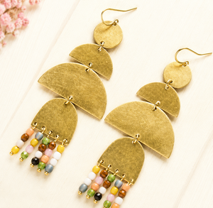 Geometric Danglers Brass <b>Drops</b> Earring Vintage Hoop For Wedding Festive Party Trendy Women Ethnic Fashion Jewelry Statement - Product Image 1