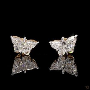 Boucles d'oreilles clous papillon de luxe en diamant CVD de laboratoire, or jaune 14 carats, tendance, cadeau de fiançailles, bijoux de mariage taille brillant pour femme - Product Image 1