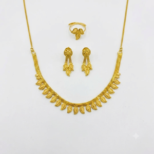 Juego de Joyería con Motivo de Hoja Africana en Latón Chapado en Oro de 18K, Collar y Aretes para Mujer, para Uso Diario y Bodas - Product Image 2