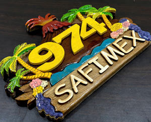 Plaques murales en bois peintes durables du Vietnam, style tropical, avec intarsia, pour porte, motif Hawaï, SAFIMEX - Product Image 3