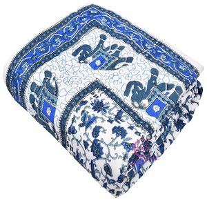 400 TC Pure Cotton Traditional Jaipuri Elephant Print Design Lightweight <b>Single</b> Bed <b>Quilt</b>/Razai/Rajai 85x55 Inches All-Season - Product Image 2
