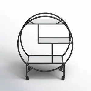 Chariot de bar roulant en métal fait main de qualité supérieure pour mobilier d'hôtel, chariot de rangement décoratif moderne en métal pour cuisine, plaqué et sécurisé - Product Image 1