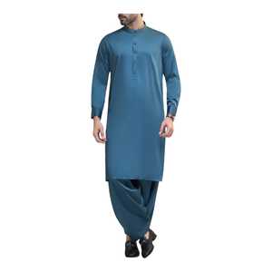 Ensemble pour homme grande taille, salwar kameez brodé pour les occasions de mariage, design ethnique moderne, en soie et rayonne - Product Image 1