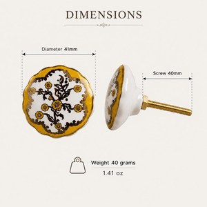 SHUBHAM Scalloped Floral <b>Ceramic</b> Cabinet <b>Knob</b> Decorative <b>Drawer</b> Pull Vintage Furniture Hardware for Home Decor - Product Image 6