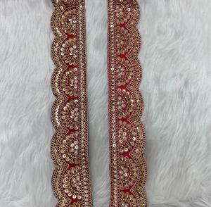 Luxury Indian Ethnic Scalloped Lace Border Pearl Bead Mirror Work Hand Look Wholesale <b>Kaftan</b> Saree Garment Decorative Trim - Product Image 5