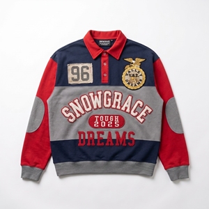 Veste pour garçons Snowgrace à manches courtes, color block, respirante, col en V, logo brodé, coupe décontractée, printemps-été, vêtements pour adultes - Product Image 1