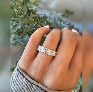 Luxury <b>Emerald</b> Cut Lab Grown Diamond <b>Ring</b> In 925 Sterling <b>Silver</b> For Women Perfect For Engagement Wedding And Anniversary Gift - Product Image 2