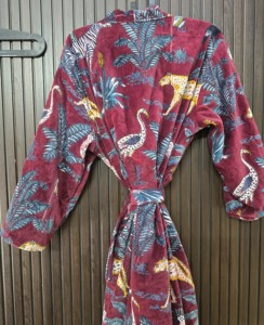 Robe longue en velours imprimé couleur vin pour femme, avec motif animalier, col en V, manches longues, douce et moelleuse, tenue décontractée d'été - Product Image 6