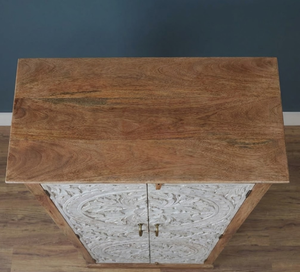 Talla de madera Almirah 100% Madera de mango sólido Hecho a mano Producto a granel Gabinete de almacenamiento Muebles Almirah Gabinete Hecho a mano Producto a granel - Product Image 3