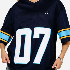 Camiseta Deportiva Unisex Estilo Streetwear de Fútbol Americano Azul y Negra, Holgada, Transpirable, de Poliéster, para Entrenamiento de Equipo, Personalizable, Estilo USA - Product Image 5