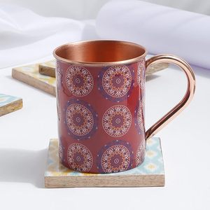Premium Quality 100% Pure Copper <b>Mug</b> with Printed Enamel Coating, Ergonomic Handle, Durable Floral Patterned Copper Tumbler Cup - Product Image 3