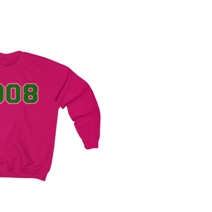 Dark Green Crewneck Sweatshirt with Pink and Green Graphic Print Long Sleeve Cotton Fleece Casual <b>Men's</b> <b>Pullover</b> Winter Top - Product Image 4