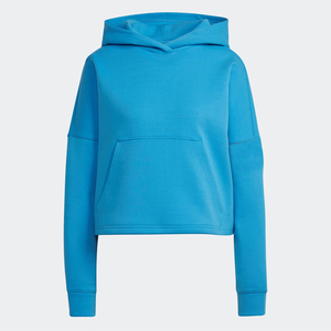 Sweat-shirt à capuche court bleu pour femme, à manches longues, avec poche kangourou, style décontracté, streetwear, mode, vêtement de sport - Product Image 5