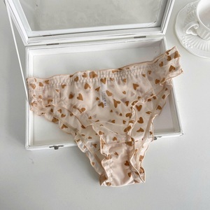 Conjunto de lencería ultrafino y transpirable para mujer, con encaje bordado, sexy, sin forro, de talle bajo, bikini en tallas grandes, con logo en la copa y diseño liso. - Product Image 2
