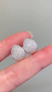 Boucles d'oreilles créoles pavées de moissanite taille ronde pour femme, en argent 925, bijoux fins, cadeau de fiançailles pour femme - Product Image 5