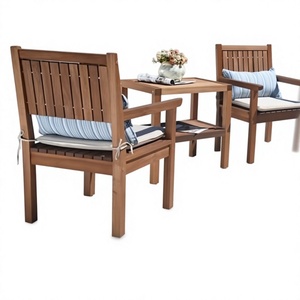 Ensemble de jardin d'extérieur en bois d'acacia 2/4/6 places avec coussins blancs, fabrication OEM/ODM, mobilier en bois pour patio ou balcon, Vietnam - Product Image 2