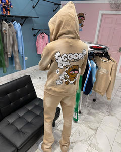 Conjunto de Sudadera con Capucha y Pantalones Anchos de Algodón 100% Personalizados con Estampado Puff y Serigrafía, Estilo Oversize, para Hombre - Última Colección - Product Image 2