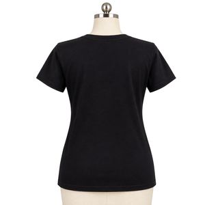 <b>Women</b> <b>Black</b> Rhinestone Graphic T <b>Shirt</b> Short Sleeve Crew Neck Sparkle Torch Design Crystal Embellished Casual Fashion Tee - Product Image 2