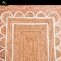 Tapis de méditation à bords festonnés au design minimaliste, fabriqué à partir de fibres de jute 100% naturelles, tapis sur mesure en provenance d'Inde