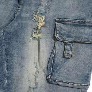 Shorts en jean droits pour hommes, couleur unie, séchage rapide, écologiques, broderie au milieu, poches personnalisées, OEM, vente en gros, 100% - Product Image 6