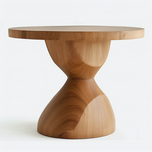 Round Wooden <b>Coffee</b> <b>Table</b> With Tapered <b>Legs</b> Modern Minimalist Design <b>For</b> Living Room Furniture Decorative Side <b>Table</b> - Product Image 3