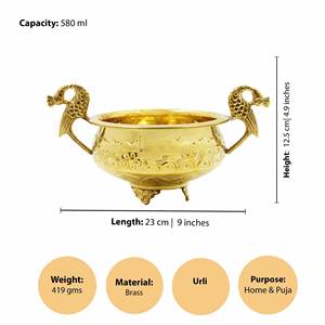 Bol décoratif en laiton en forme de paon, porte-fleurs, support pour Diya flottant, centre de table pour la maison, mariage, décoration festive - Product Image 4