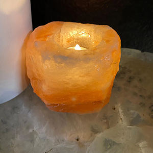 เชิงเทียนรูปหัวใจทำจากเกลือหิมาลัยสีชมพู พรีเมียม งานฝีมือธรรมชาติ รูปทรงโคมไฟ ผลิตด้วยมือในประเทศปากีสถาน - Product Image 6