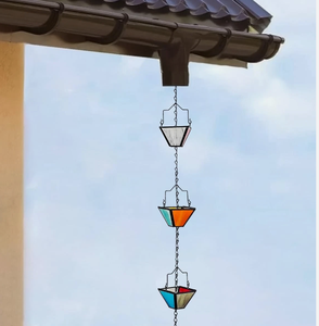 Chaîne de pluie en vitrail coloré, décorative, attrape-pluie extérieur et remplacement de gouttière - Product Image 2