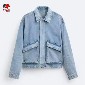 Veste en jean personnalisée Ryan Pro Gear pour hommes avec logo personnalisé, design ODM, col rabattu - Product Image 5