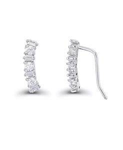 Orecchi rotondi con zirconi cubici e Baguette in argento Sterling | Macacy's - Product Image 2