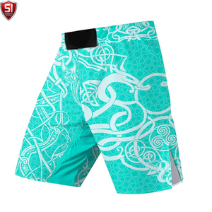 Pantalones Cortos de Entrenamiento de MMA para Hombre, Cintura Elástica con Cordón, Secado Rápido, Estampados, de Poliéster/Algodón, para Grappling y Kick Boxing - Product Image 3
