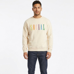 Wholesale High Quality 360 GSM Cotton Heavyweight Crewneck Custom <b>Rainbow</b> Embroidered Drop Shoulder Unisex Streetwear Sweatshirt - Product Image 5