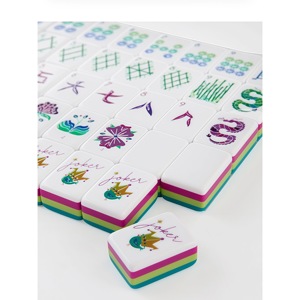 Jeu de Mahjong américain en acrylique, 160 tuiles gravées, pour soirée de jeu en famille, cadeau de vacances - Product Image 3
