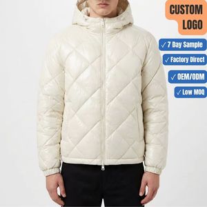 Veste matelassée en duvet pour homme avec logo personnalisé, effet diamant, brillante, à capuche, légère, chaude pour l'hiver, parka, fabricant - Product Image 1